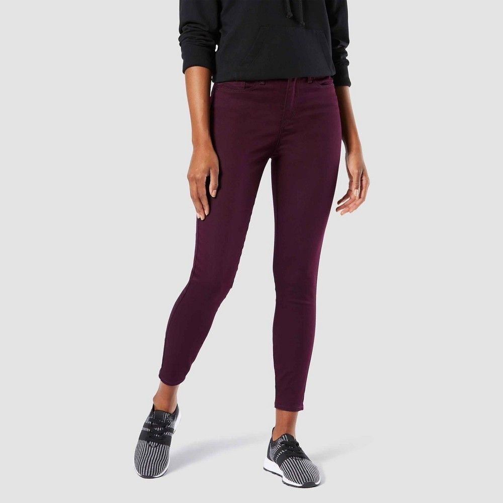 Levis Denizen Ankle Skinny Pants Womens 10 11 Burgundy High Rise Stretch NEW